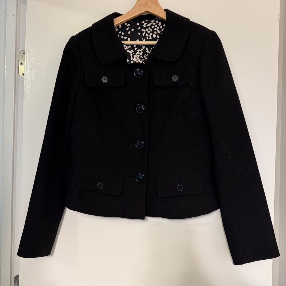 RARE DISCONTINUED DESIGNER Tuleh Wool / Silk Peacoat in Black